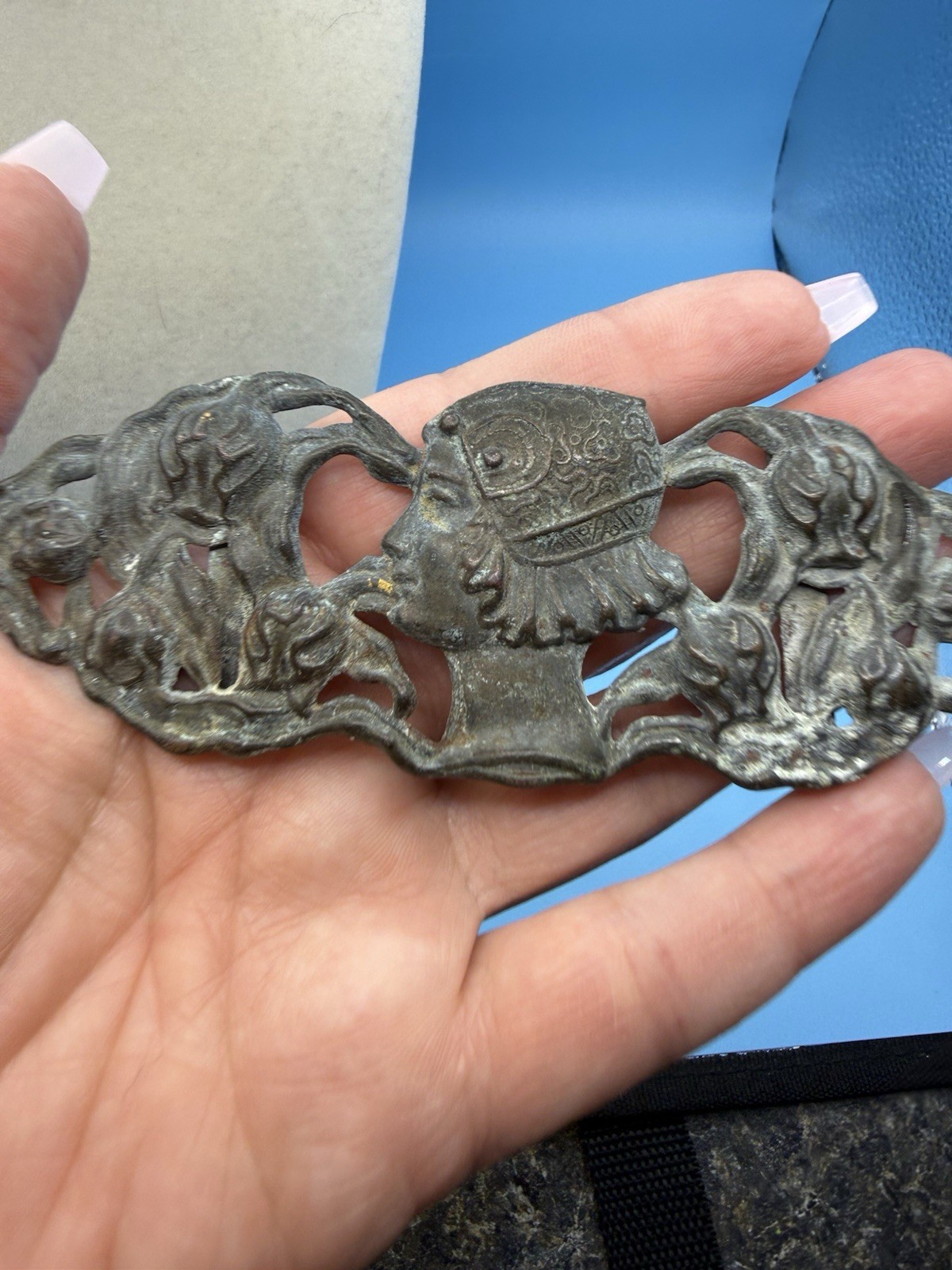 Vintage Art Nouveau Embossed Belt Buckle