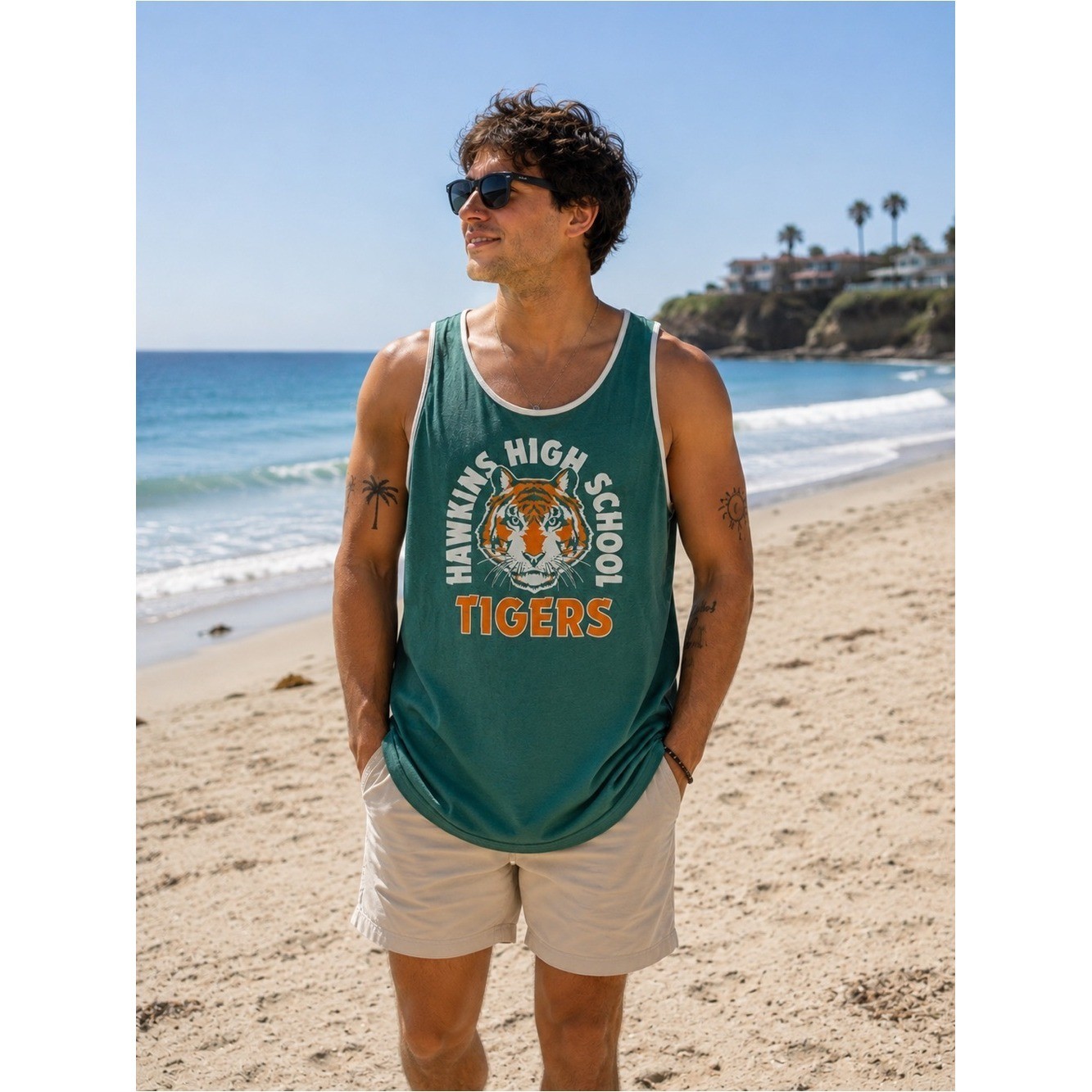 Stranger Things Hawkins High School Tigers Tank Top Netflix Green Graphic 2X XXL