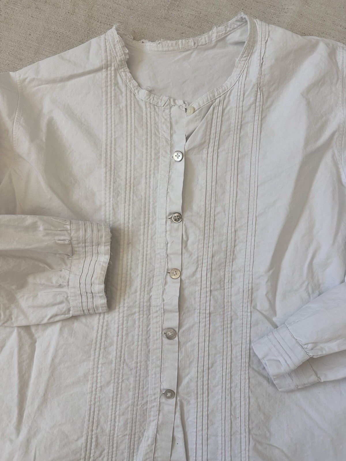 Lot Antique 1900s French Blouse Dress Vest White Cotton Resale Small Medium