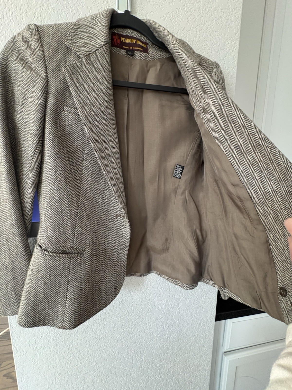PBDi Peabody House Women’s Equestrian Wool Tweed Blazer S 5/6 Made In Romania