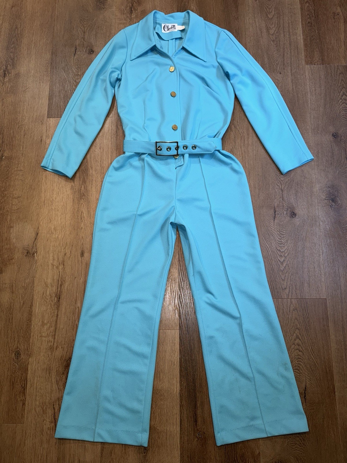 Vtg 60s 70s Jumpsuit Bell Bottom One Piece Leisure Jump suit Disco Mod Womens 14