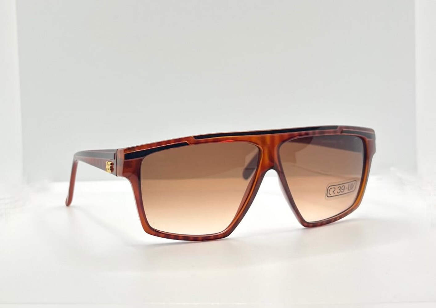 Harvé Benard 402 K33 Vintage Sunglasses-Italy-Tortoise Shield-60mm-Deadstock-NOS