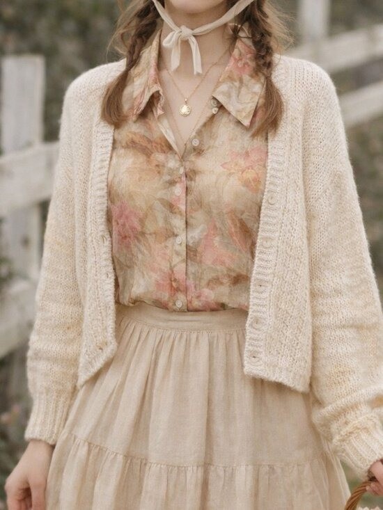 Vintage Blouse Women’s 14 Romantic Floral Prairie Grandmacore Cottage Shabby