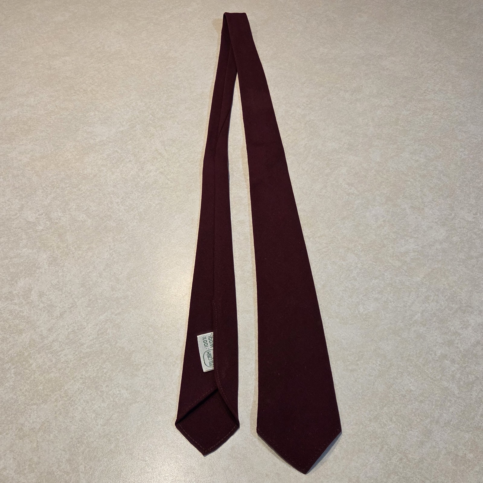 Vintage Pilgrim Burgundy 100% Wool Men’s Necktie