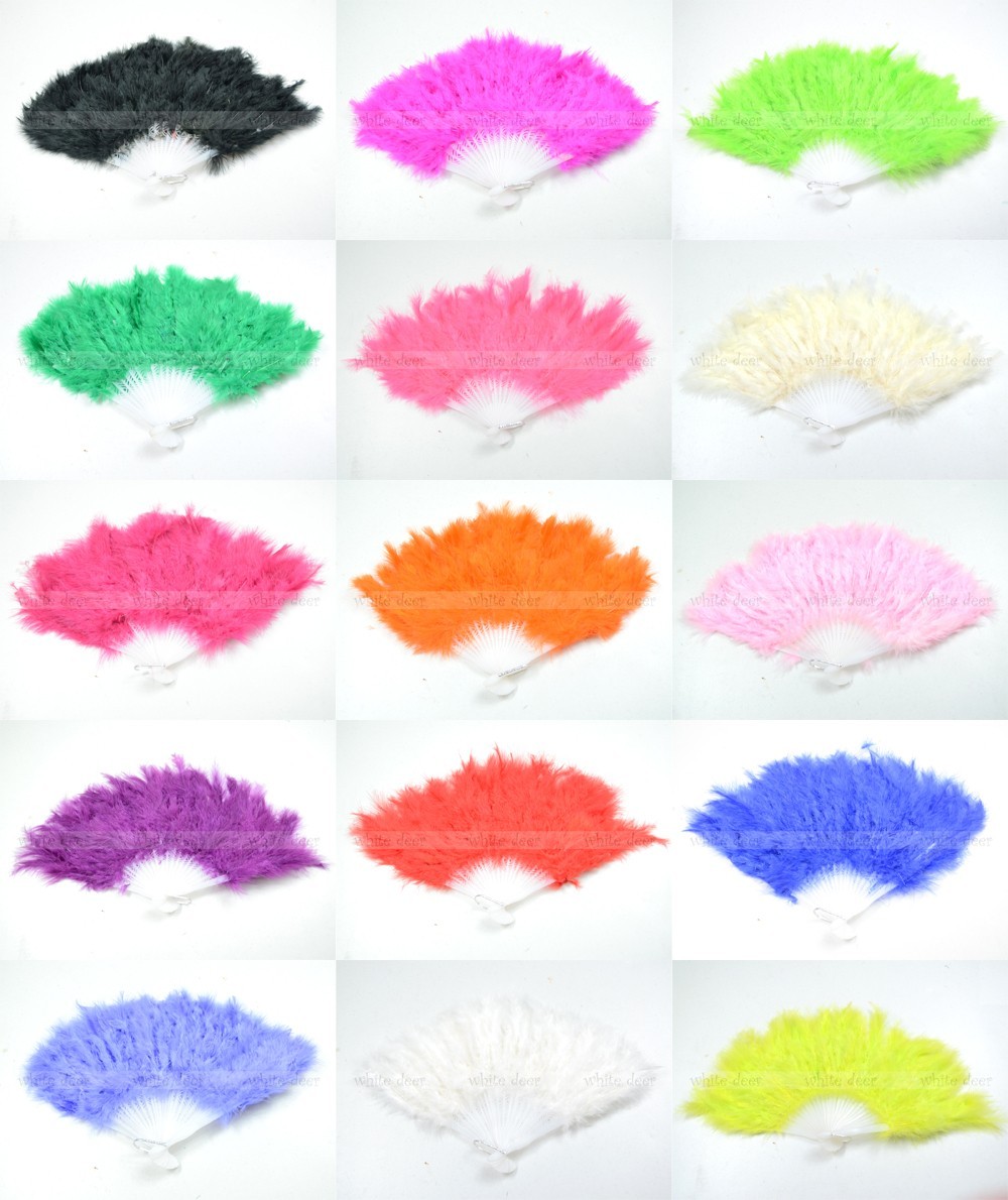 Chinese Japanese folding Feather Hand Fan U.S. Seller 7 colors to choose