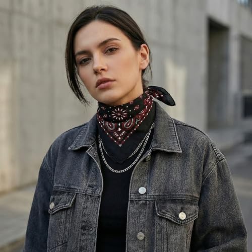 Premium Soft Cotton Designer Bandana for Men and Women 22×22 in Black Gothic