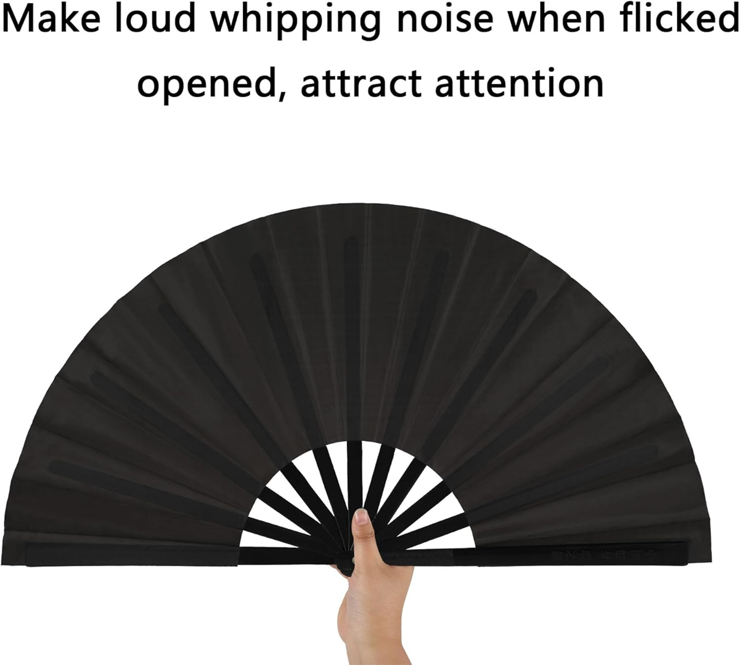 2 Pack Large Folding Rave Fans for Women Men, Nylon Hand Fans Loud Snap Sound Fo