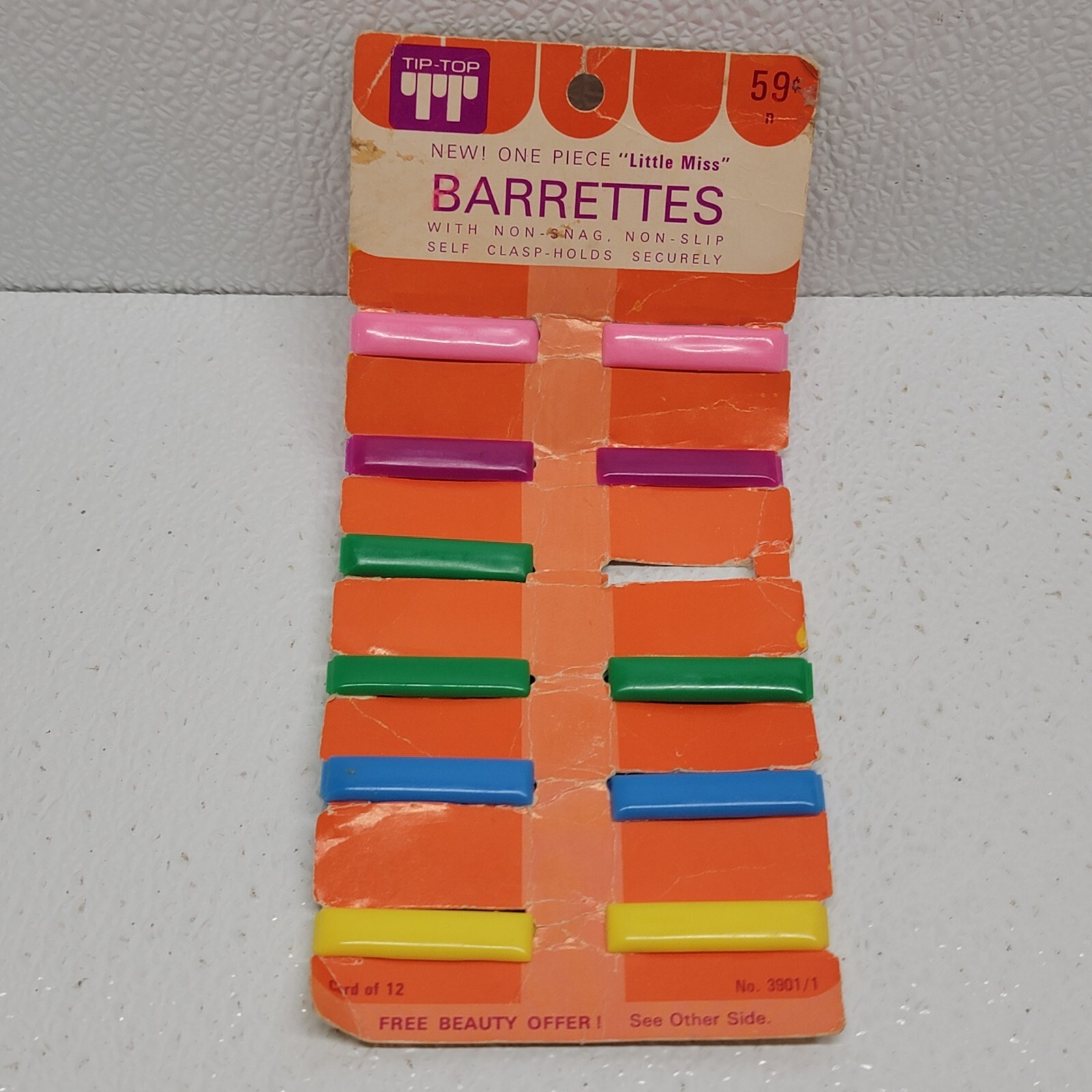 Vintage Tip – Top Little Miss Plastic Barrettes Multicolor – Original Package