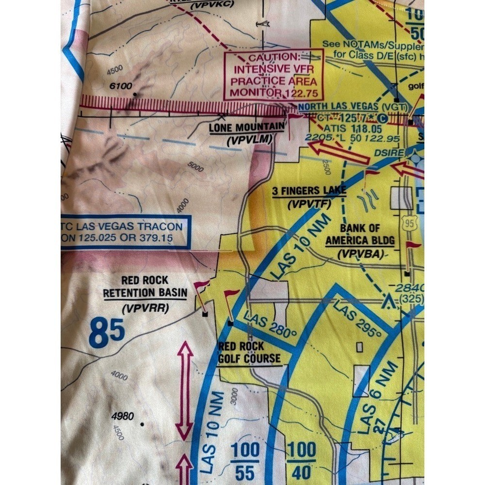 Mens Aviation Map Print Graphic T Shirt Large All Over Print Las Vegas Airway