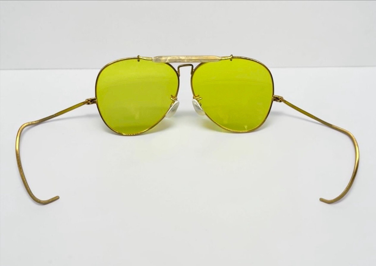 Vintage Bushnell Wrap Around Sunglasses Shooter Aviator 12kt Gf With Case