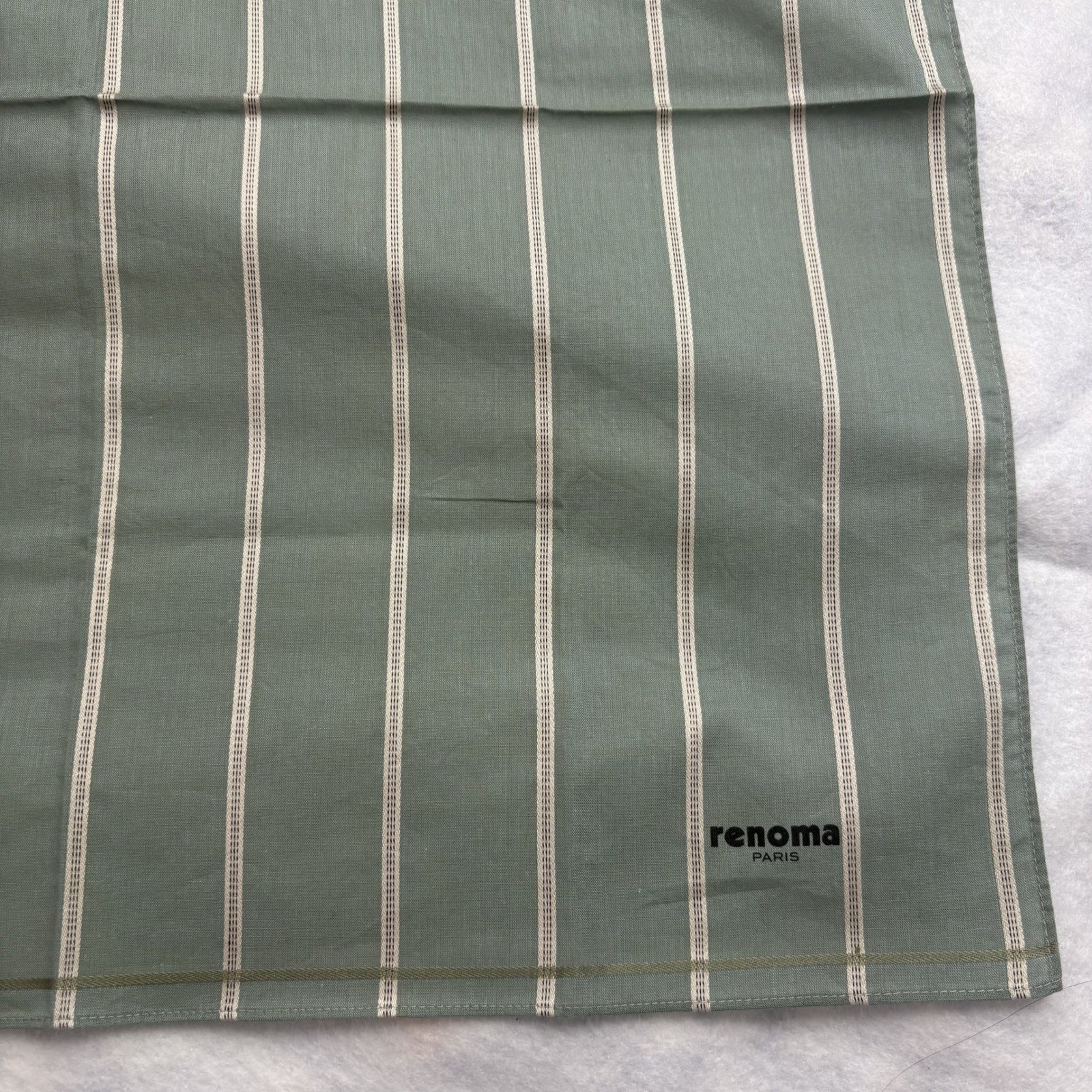 RENOMA Paris Scarf Handkerchief Striped Sage Green Accessory 18″