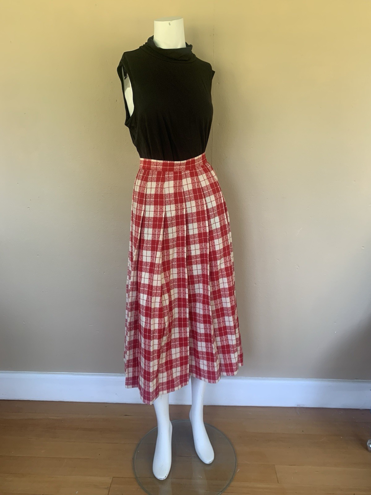 Vintage Plaid Pendleton A-Line Midi Skirt | High Waisted Checkered Riding Skirt
