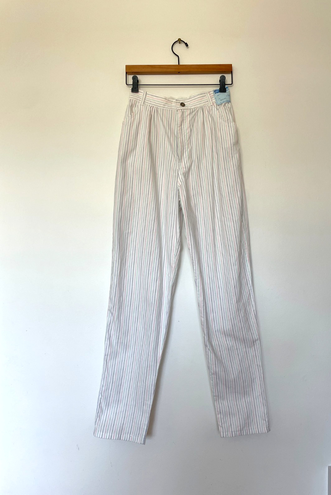 Vintage 1980s Levis Deadstock Juniors Candy Stripe tapered Pants Sz 11, White