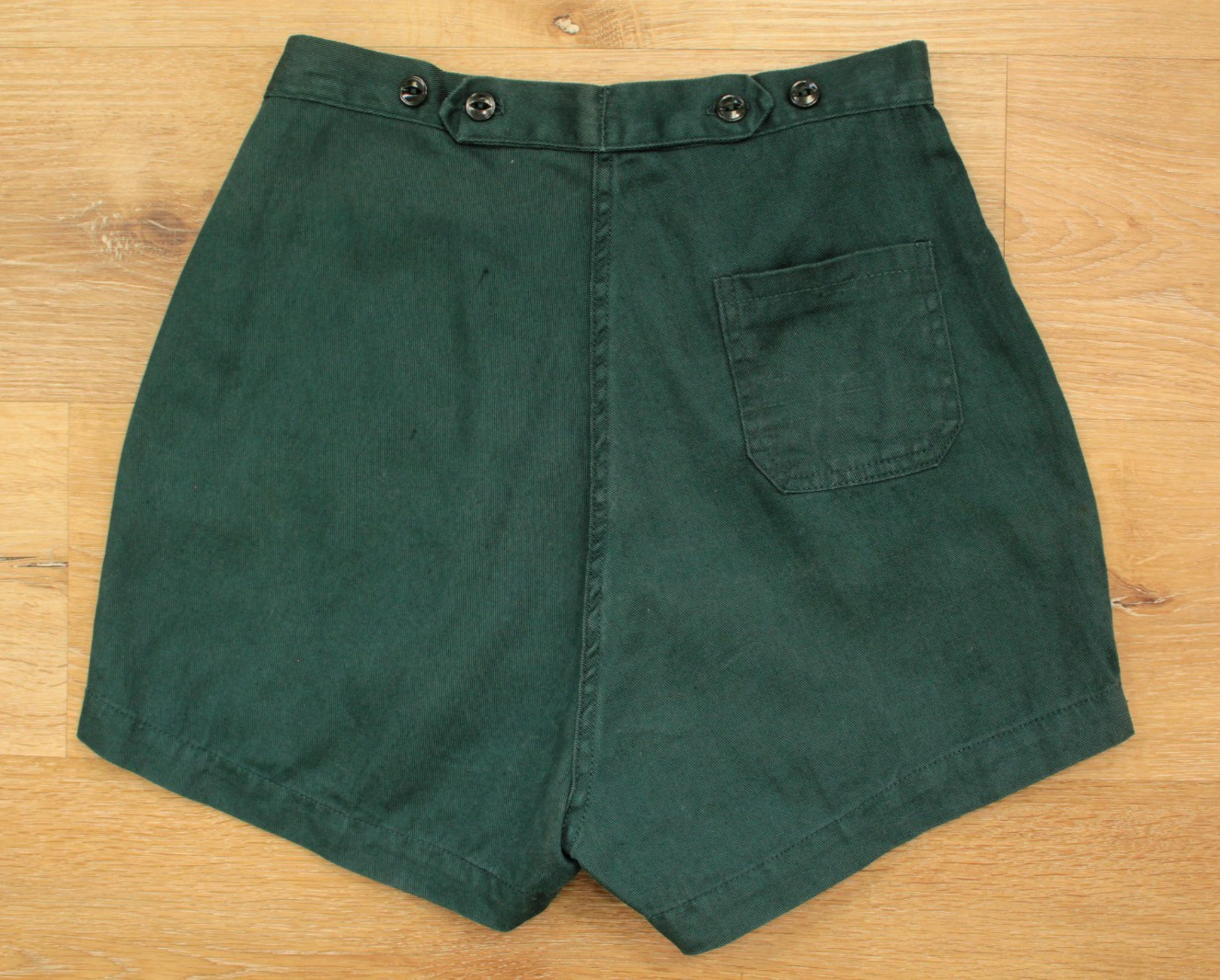 VTG Women’s 50s Teal Green Cotton Girl Scouts Side Button Shorts XS/S 1950s