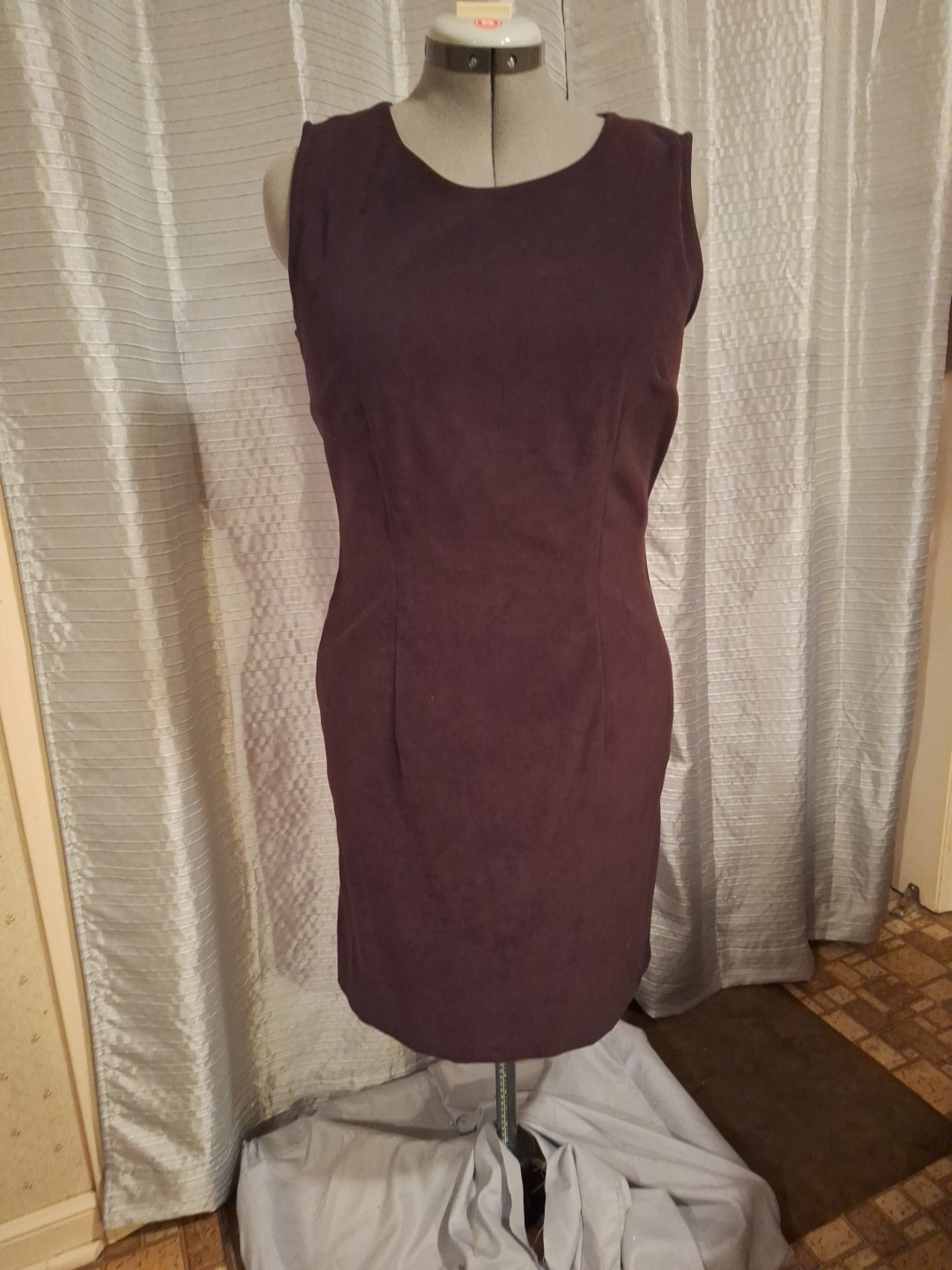 Vintage Womens Sz. 10 By Worthington-Velveteen Dress & Long Jacket in Deep Plum