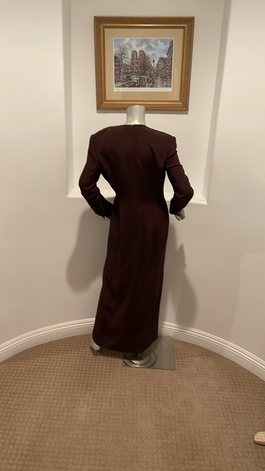 VINTAGE 1980’S ESCADA COUTURE SILK BROWN DRESS SIZE IT 38