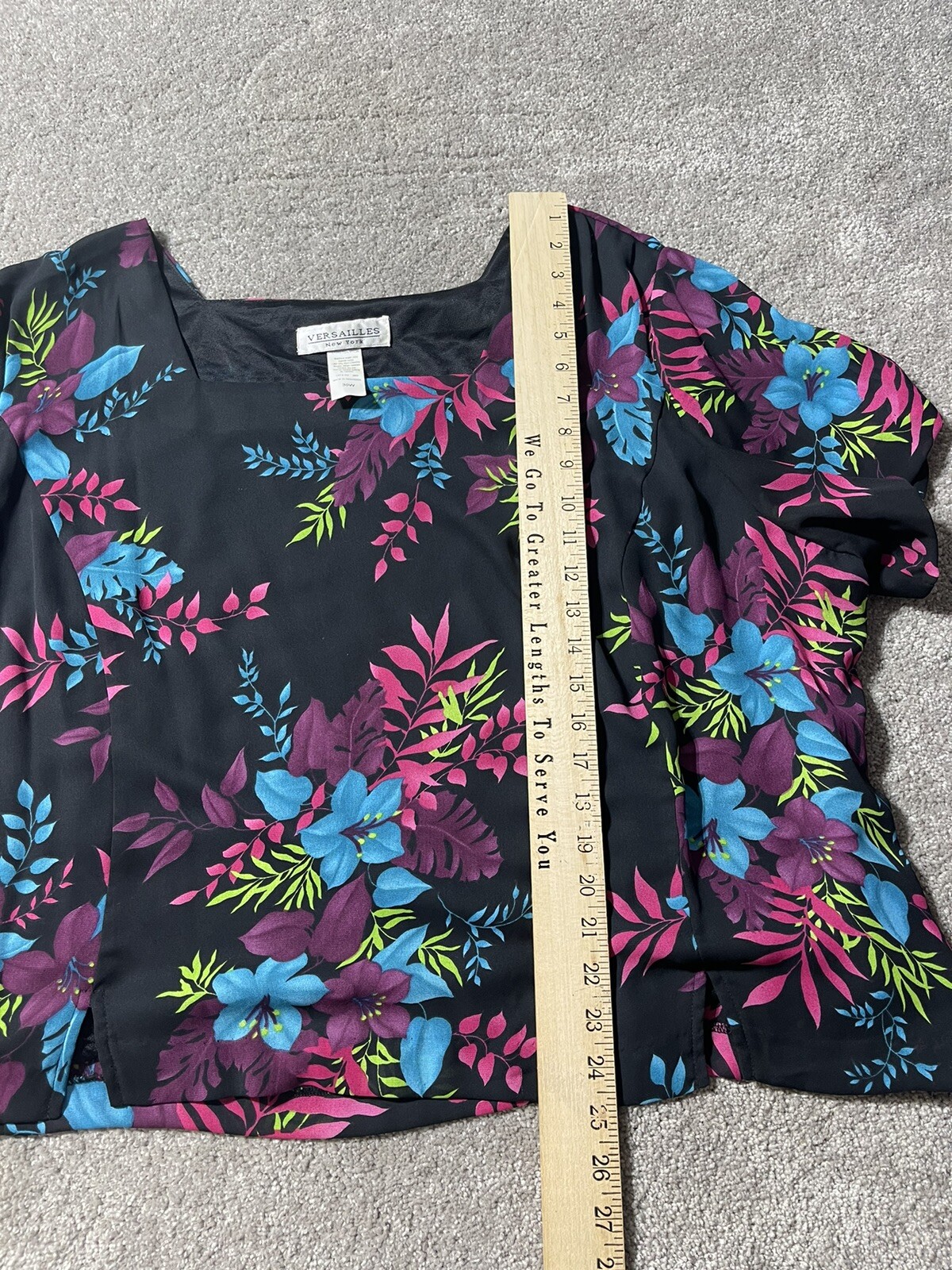 Vintage 80s Womens Plus 30W Top Blazer Shoulder Pads Hot Pink Tropical Floral
