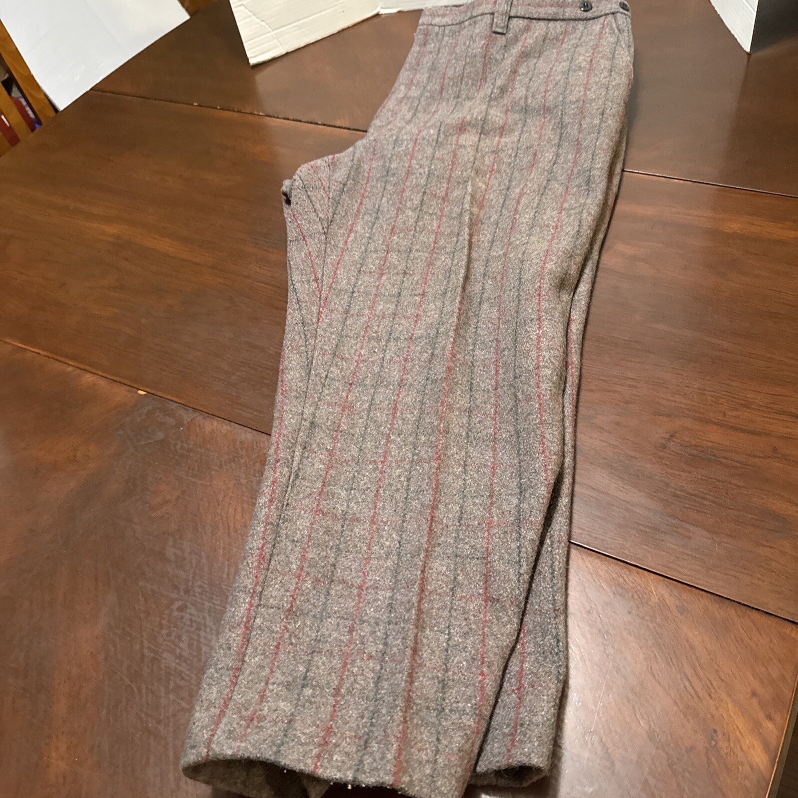 VTG Northway Mens Wool Pants 48”Wx 28”L Gray Pin Striped Water Repellent