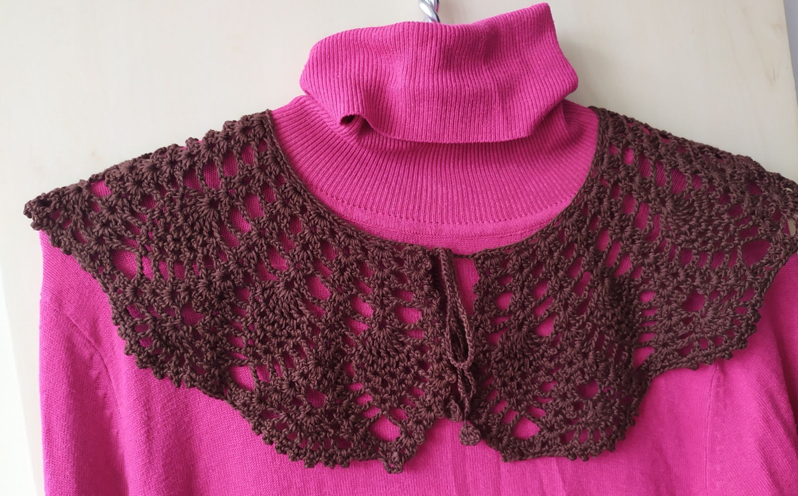 Handmade Crochet Lace Collar, Brown 100% Cotton Detachable Kra…