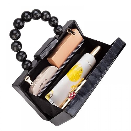 Acrylic Clutch Purses for Women with Marbling Purses and Handbags B Black