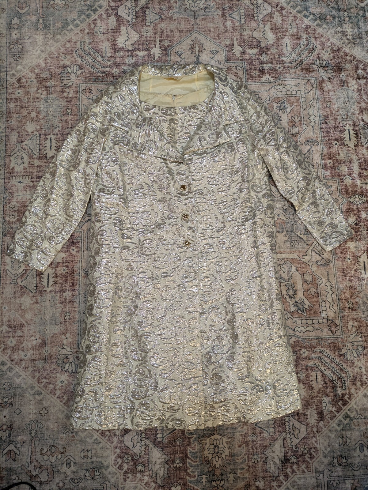 Vintage 60s VOLUP Carol Brent Montgomery Wards Metallic Silver Two Piece 26