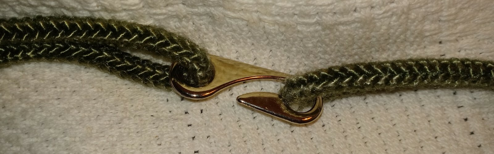 Vtg Belt S / M Braided Silky Cord Olive Green Brown Wood Beads Boho Hippy Earthy