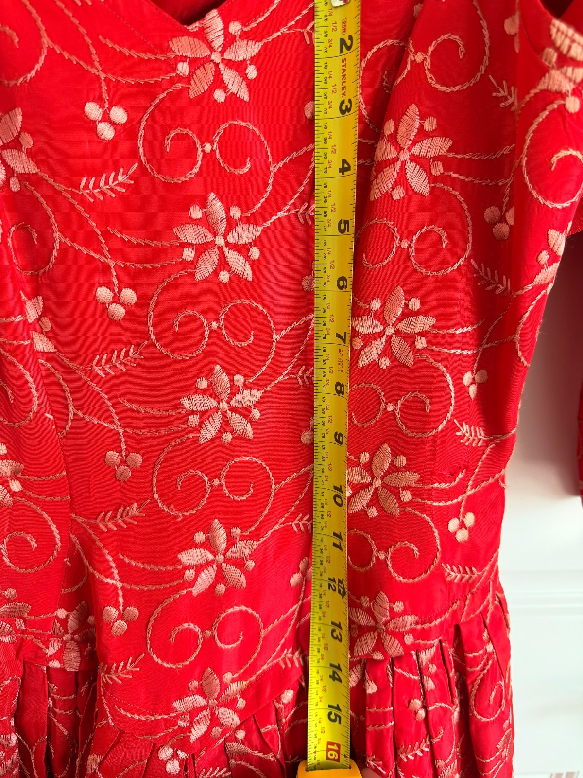 Vintage 1950s Suzy Perette Red Embroidered Drop Waist Dress AND Jacket NEW YORK