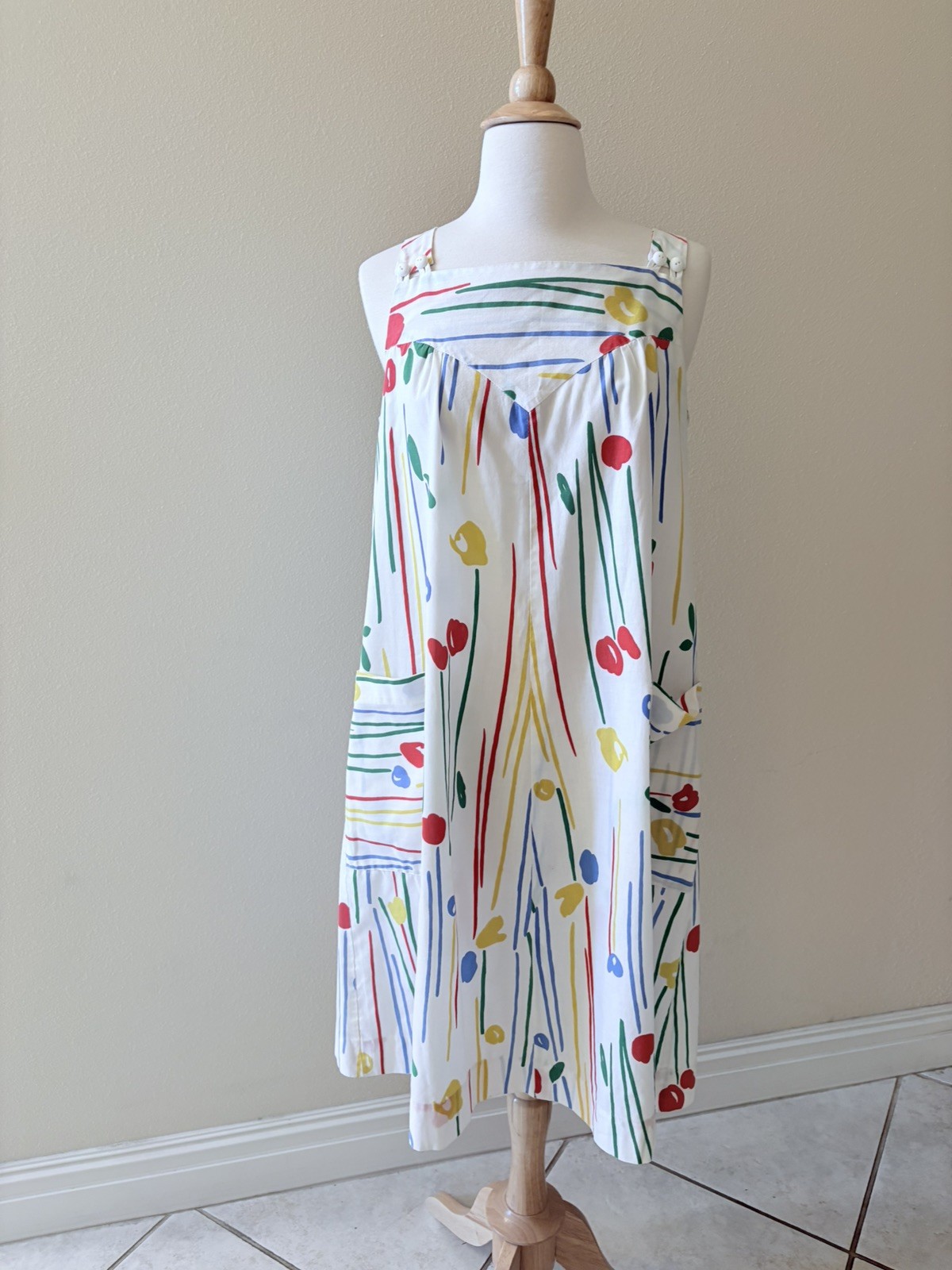 Vintage 80s 90s House Coat Sun Dress Tulip Abstract Midi M L