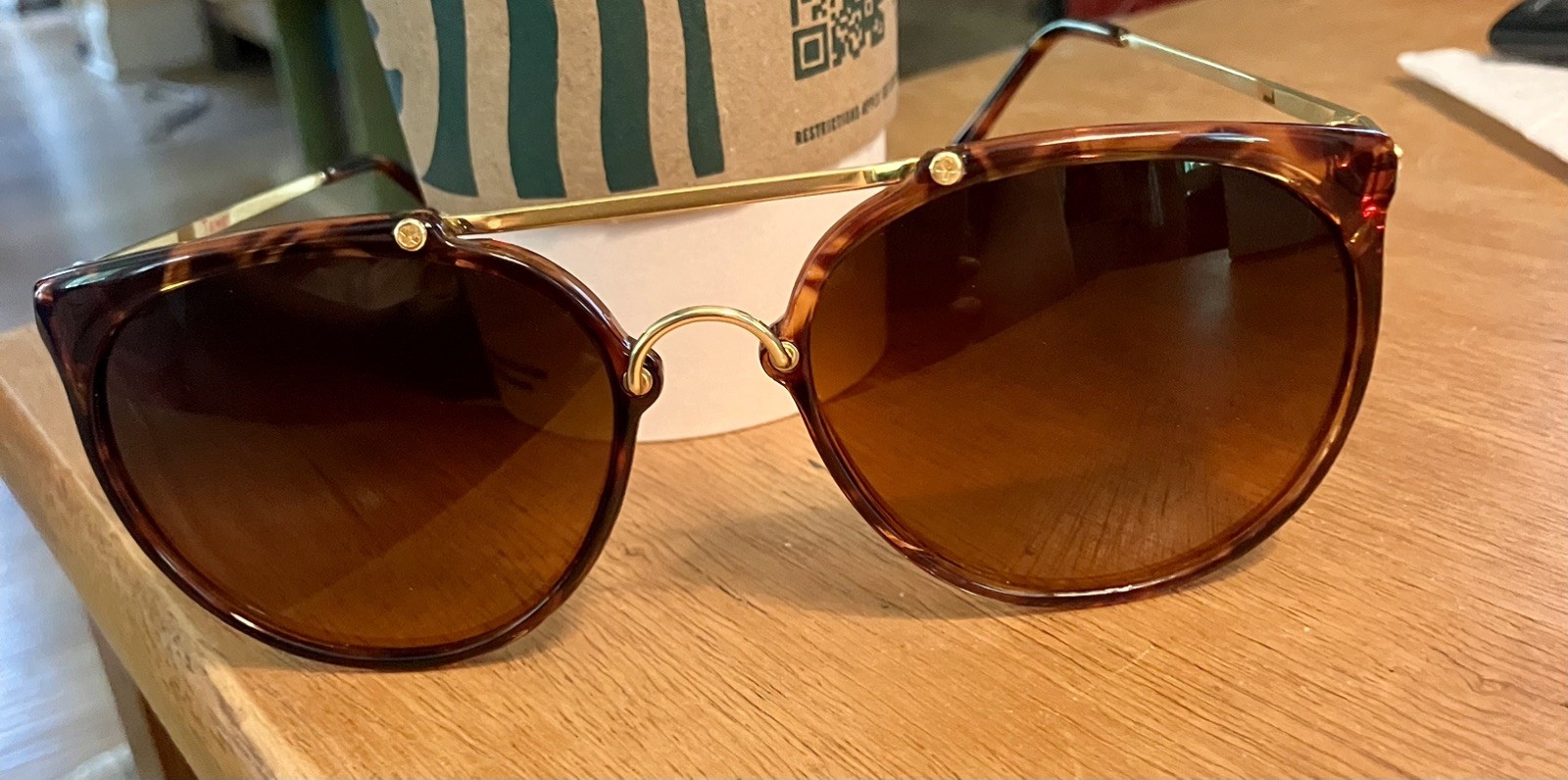 VTG BluBlocker Aviator Pilot Gold Tone Amber Lens Sunglasses Driving tortoise