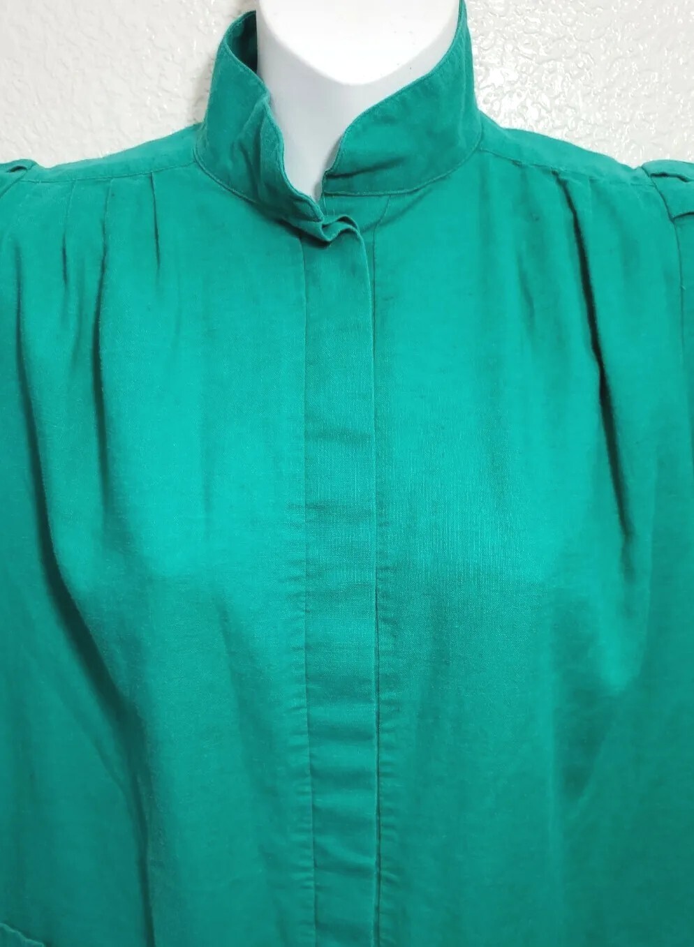 Jordache Vintage Dress Women’s Size 3/4 Cotton-Linen Pockets Emerald Green EUC