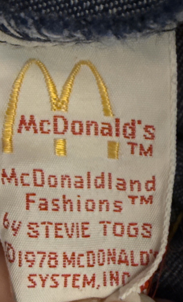 Vintage 1978 McDonald’s Kids Vest Jeans Set Embroidered Ronald Fries Size 7 RARE