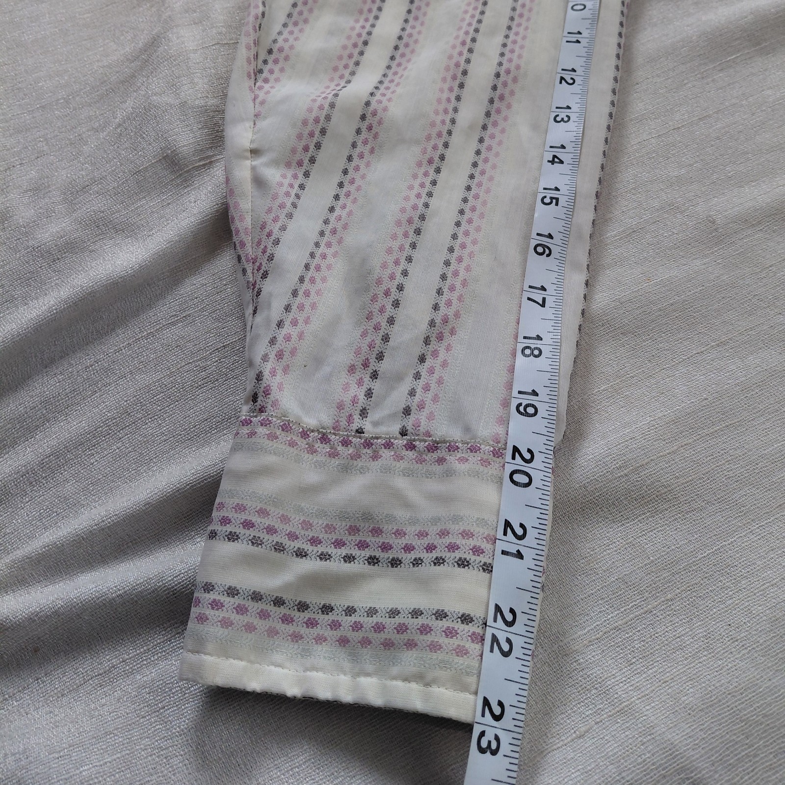 Vintage 70s Kmart Permanent Press Striped Shirt Mens Size 16.5 Long Sleeve Retro