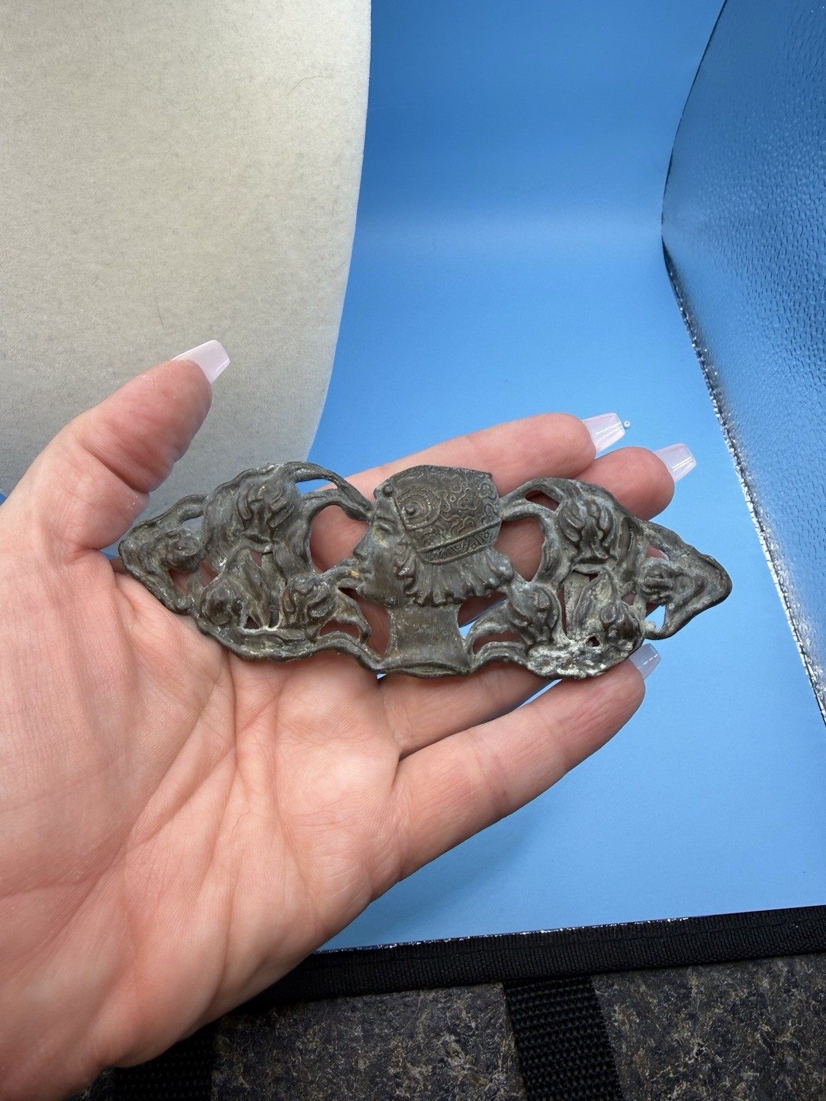 Vintage Art Nouveau Embossed Belt Buckle