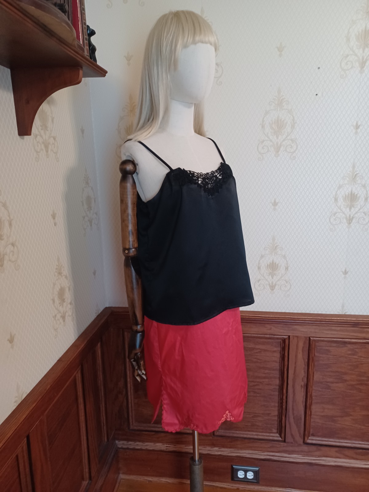 Vintage 1980s/90s Larissa Jeffrey Black Satiny Lingerie Whimsigoth Coquette Top