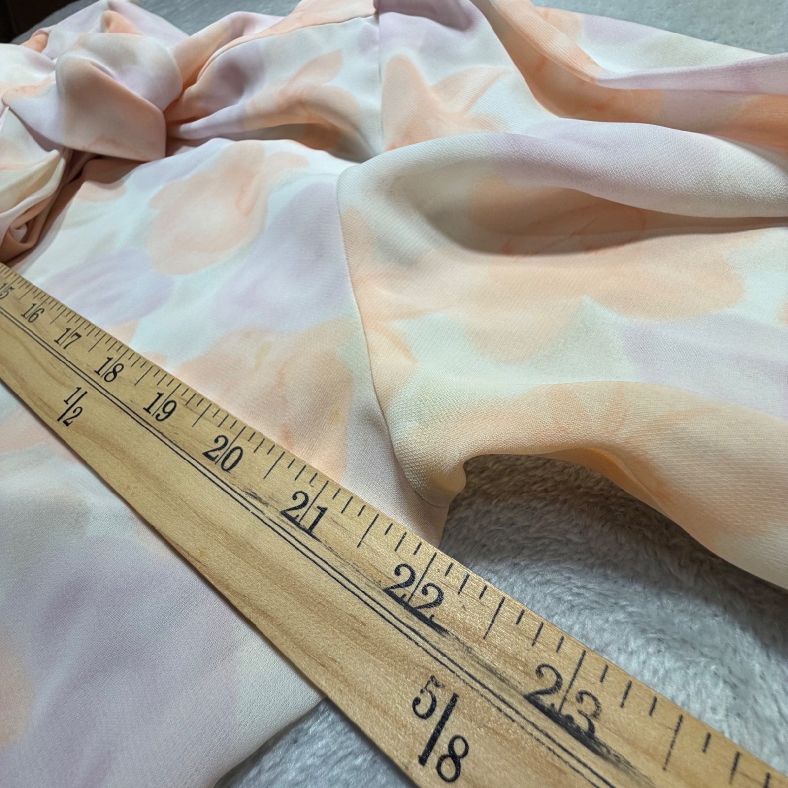Vintage Josephine 80s Pastel Floral Bow Blouse Size 16 Peach Lavender Sheer