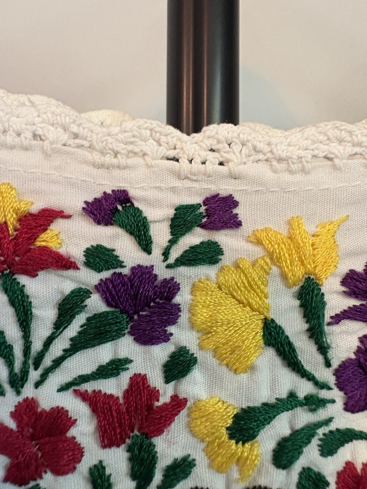 VTG 70s Girasol Gonzalo Bauer Storyteller Dress Mexican Embroidered Cotton Maxi