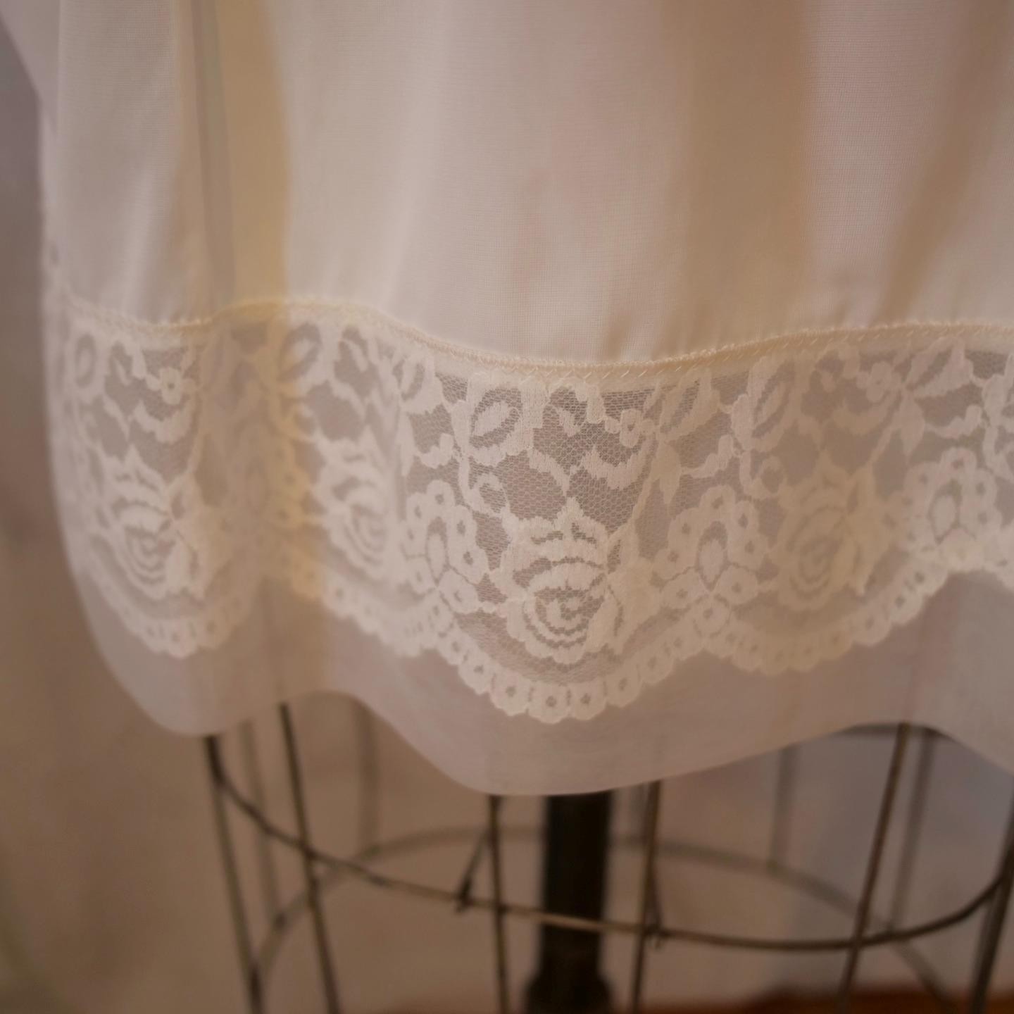Vintage CAROL BRENT White Nylon Full Slip LACE Chiffon Bodice 34 Shadow Panel