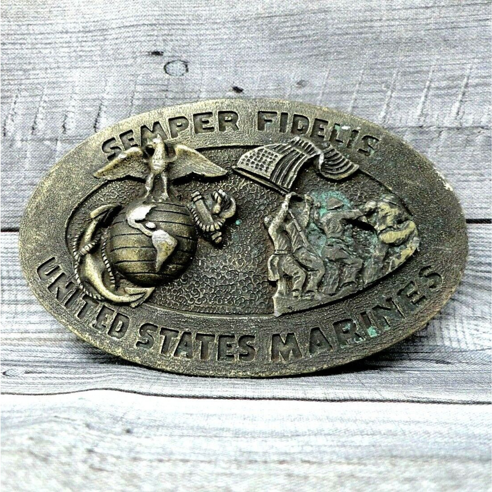 United States Marines Semper Fidelis Belt Buckle Military Vintage 1970s .CVB242