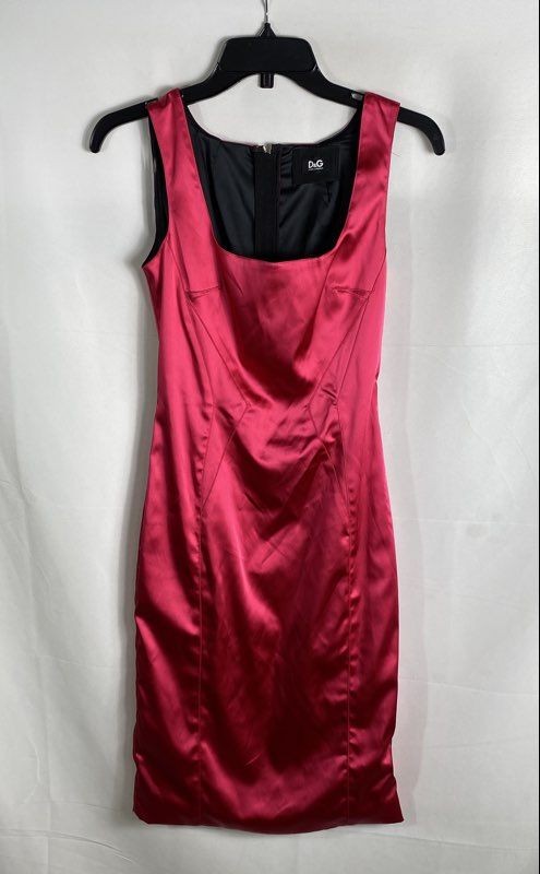 Vintage Y2K Dolce & Gabbana Women’s Pink Satin Sleeveless Sheath Dress Sz IT 38