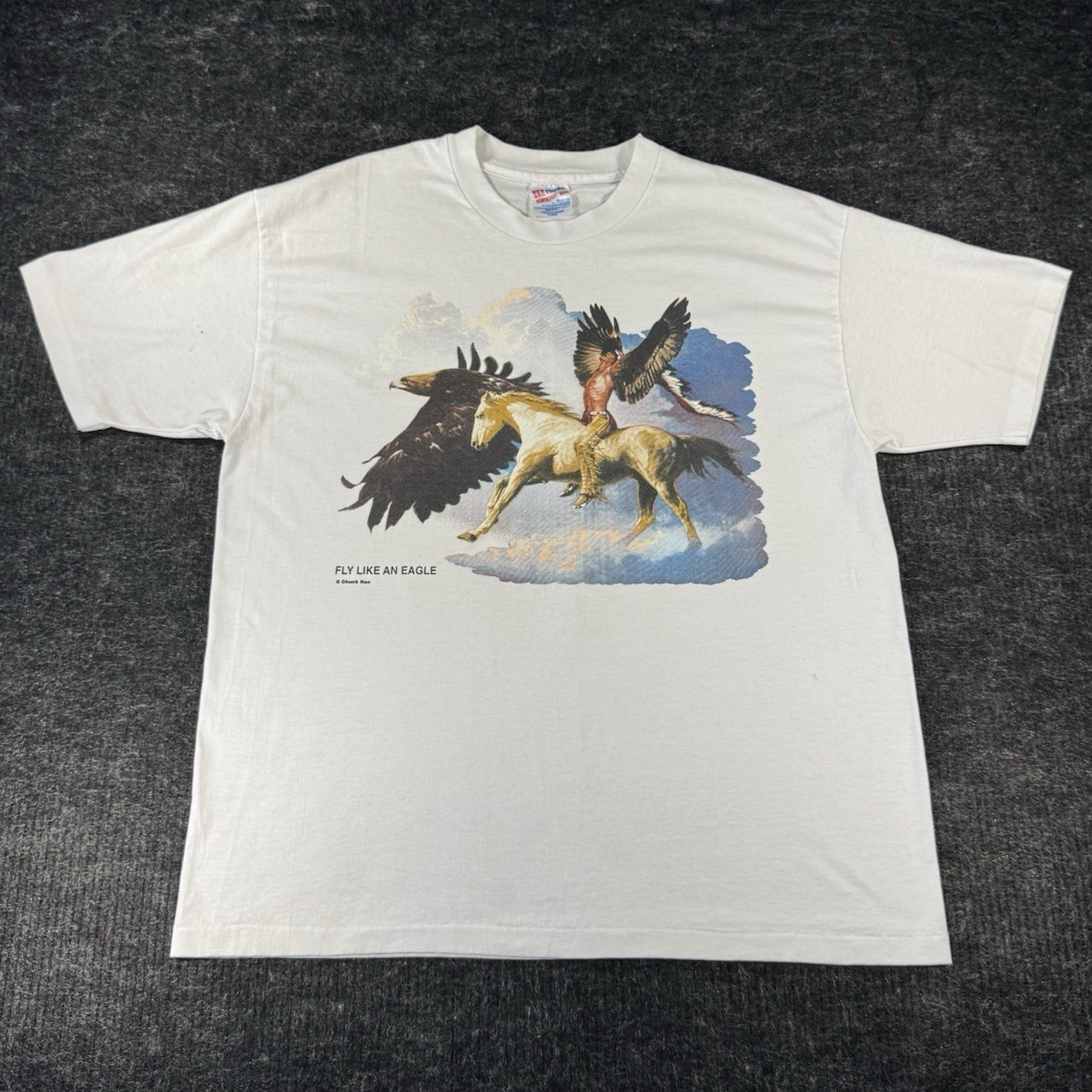 RARE VTG 90s Chuck Ren Fly Like An Eagle XL T-Shirt Single Stitch Made in USA