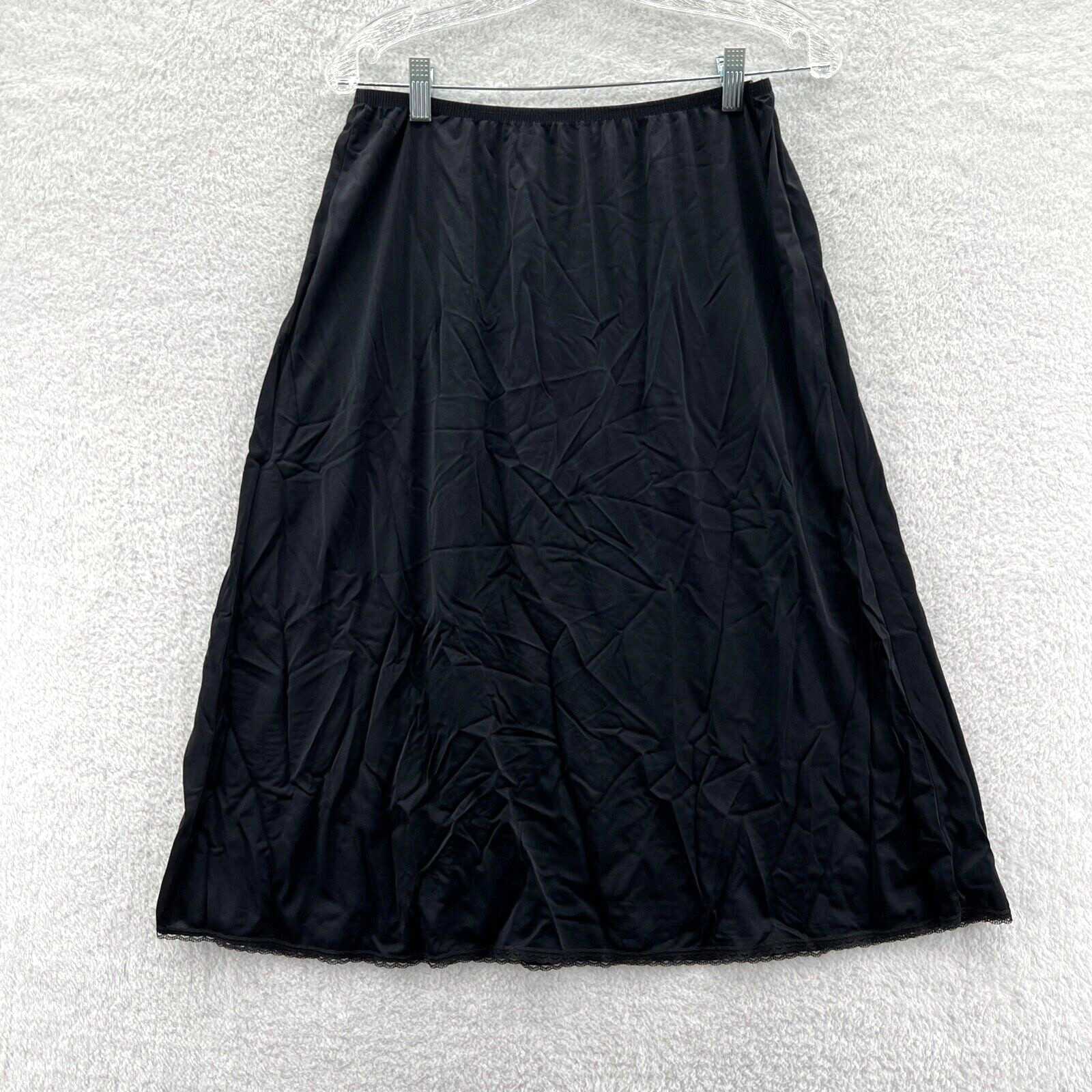 VINTAGE Vanity Fair Slip Skirt Womens XL Black 28×28 Lace Casual Business Slip