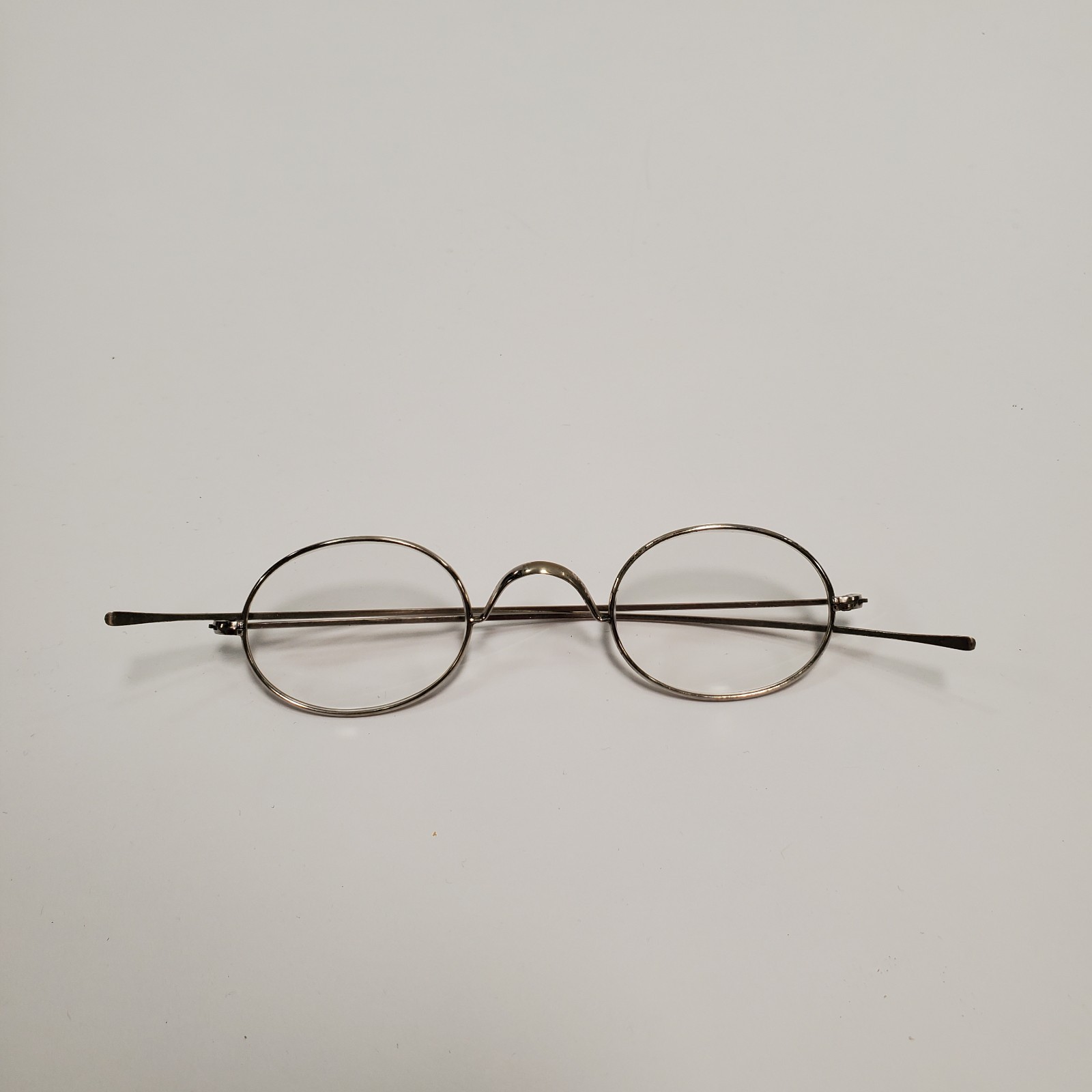 Antique Wire Rim Oval Spectacles Eyeglasses with Original Case