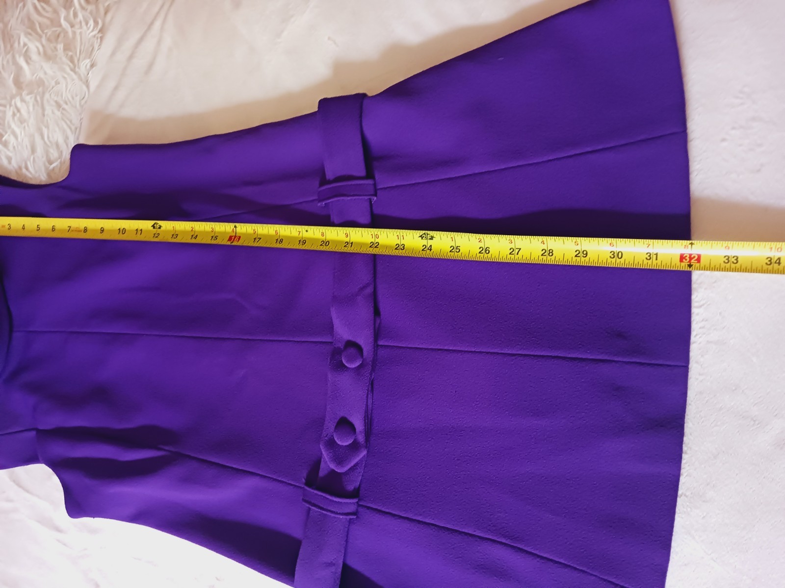 Vtg 60s 70s high neck Mini Belted Dress Gogo Mod Purple groovy drop waist shift