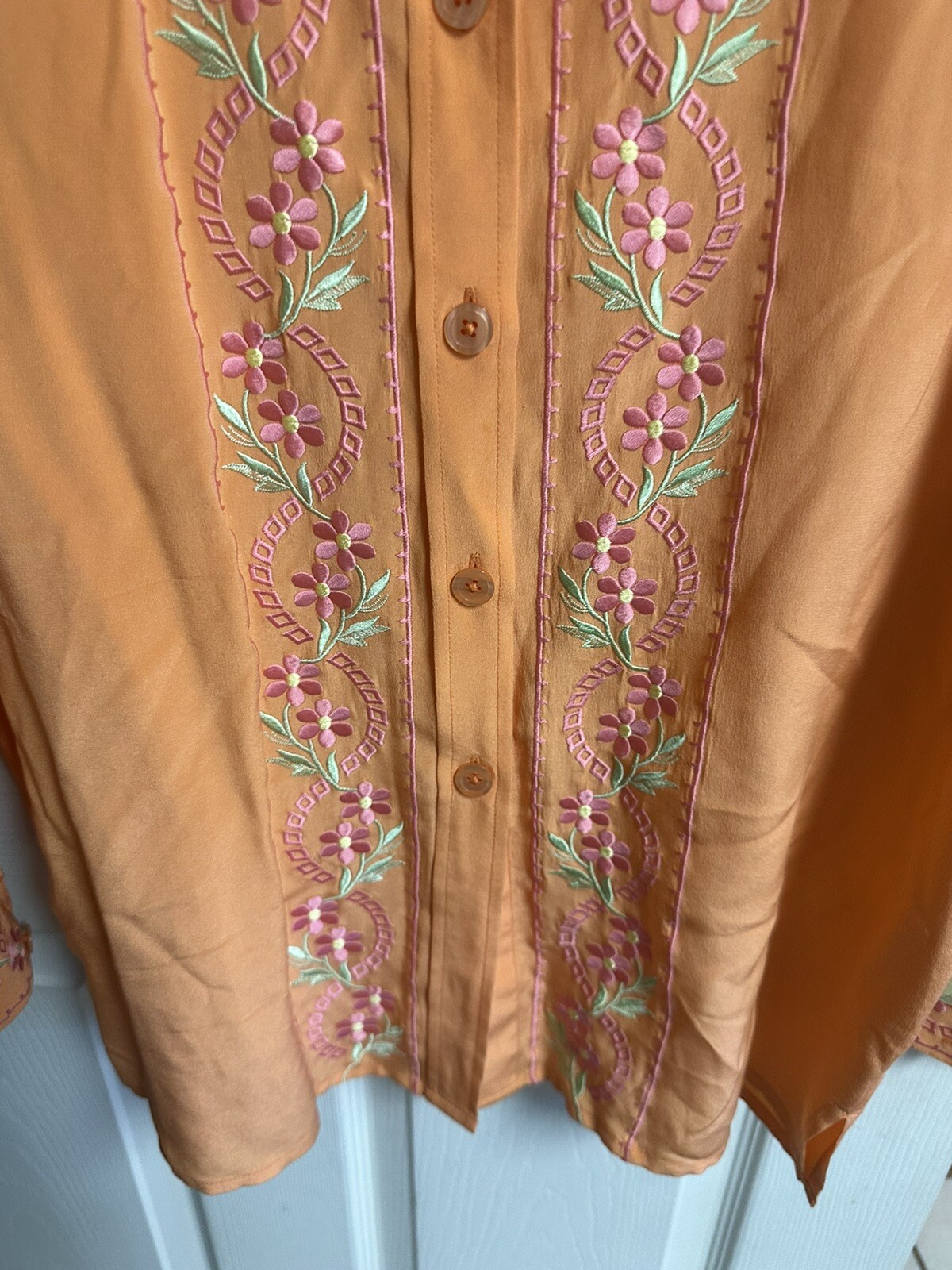 Vnt 90s Diane Von Furstenberg Neon Silk Pant Suit Teal Orange Asian Floral Med/L