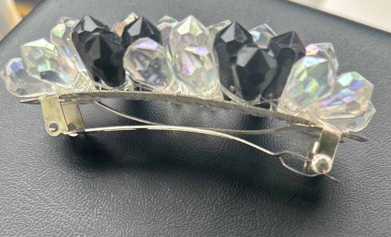 Lot Of 4 Vintage Hair Clips Steampunk Cherub, Wooden Beads, Crystal, Black. READ