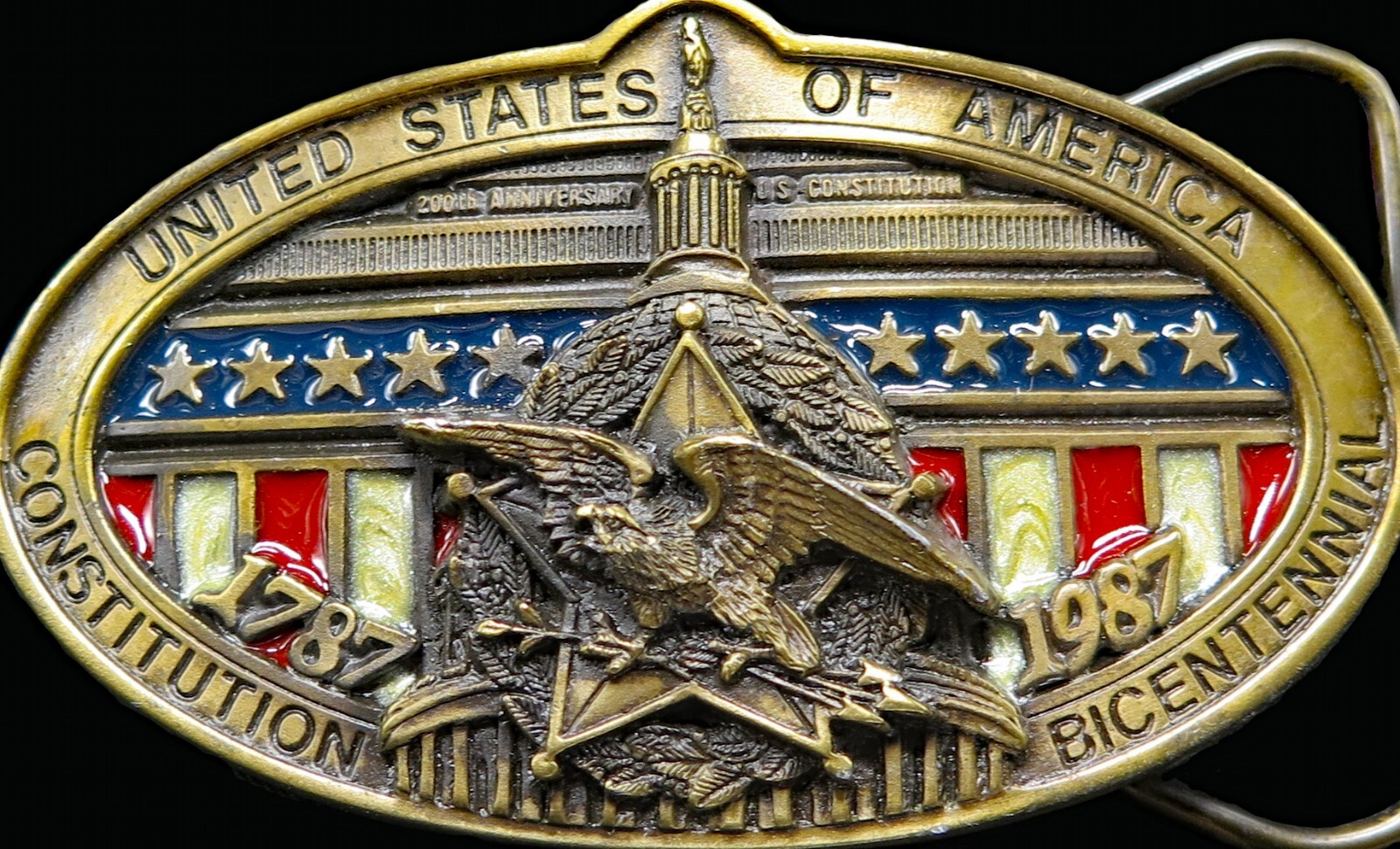 United States Of America Constitution Bicentennial Vintage Belt Buckle