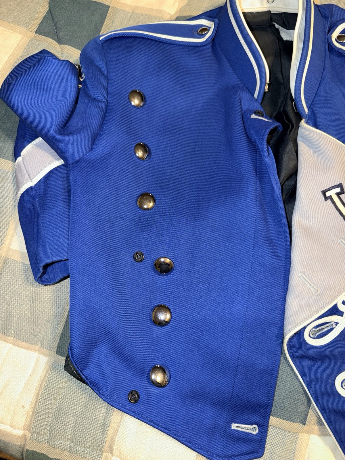Vintage DeMoulin High School Marching Band Blue/Gray Uniform Jacket Fits Sz Med