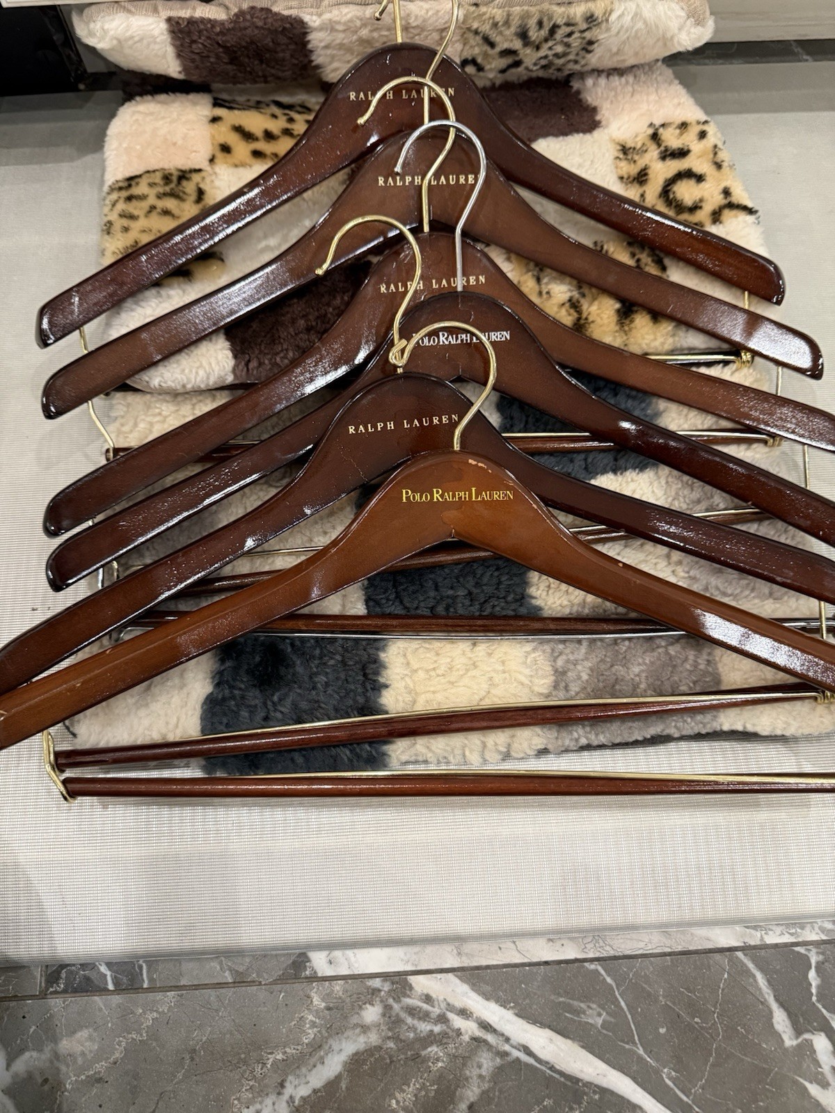 VINTAGE COLLECTION OF RALPH LAUREN WOODEN HANGER S USED SET OF 15.