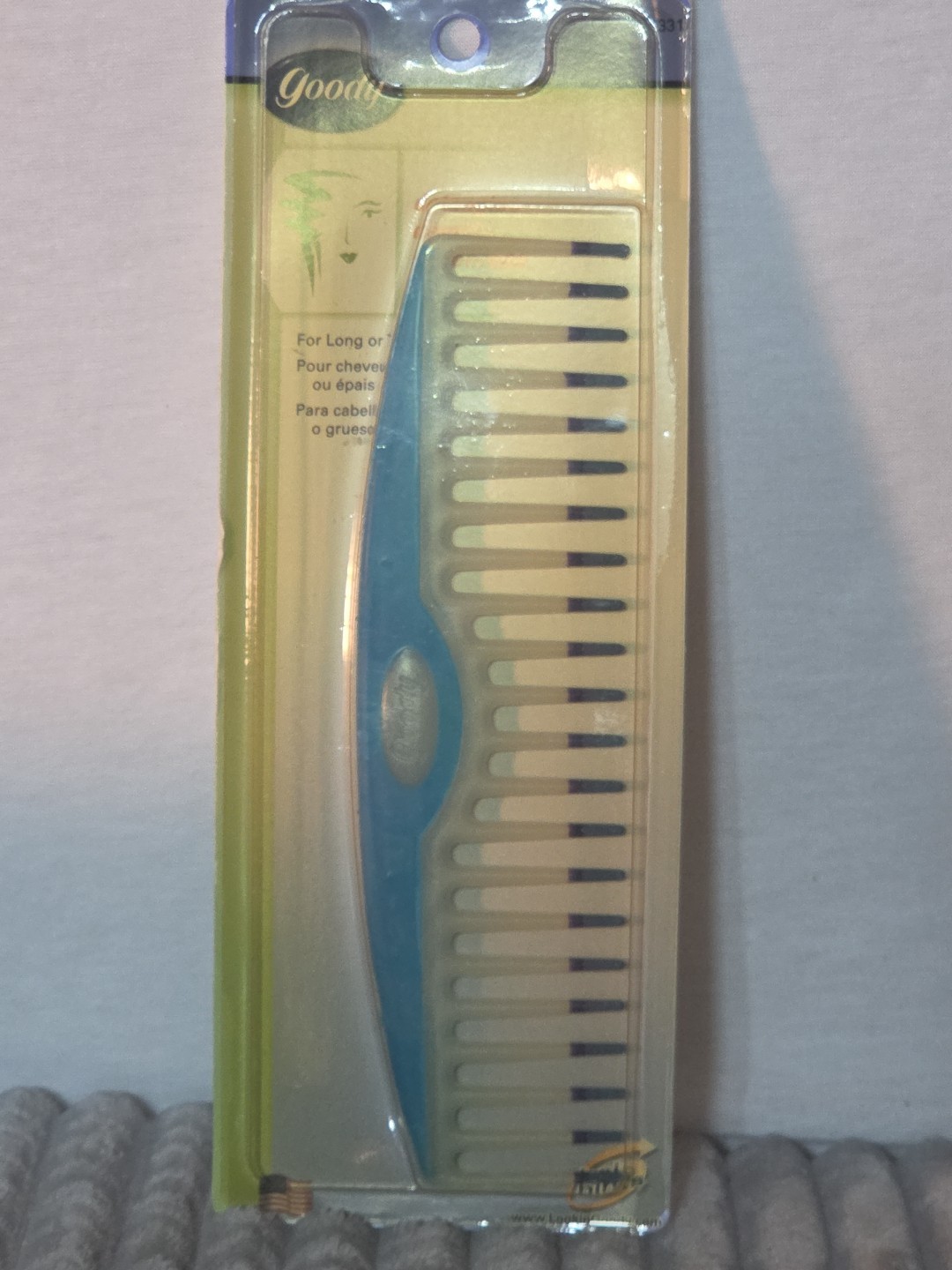 NOS Vtg Goody Wide Tooth Detangling Hair Comb 2000 Color Dipped Blue 7″ 51331