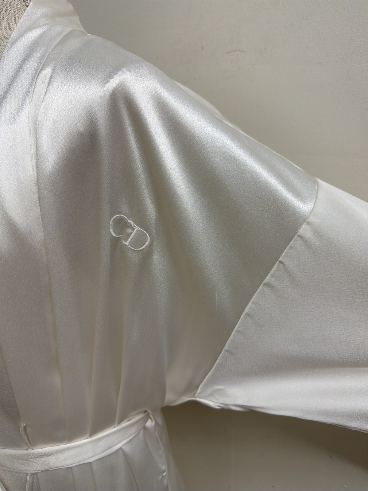 Christian Dior Vtg Maxi Nightgown Satin Slip Dress Small & Robe Small Ivory